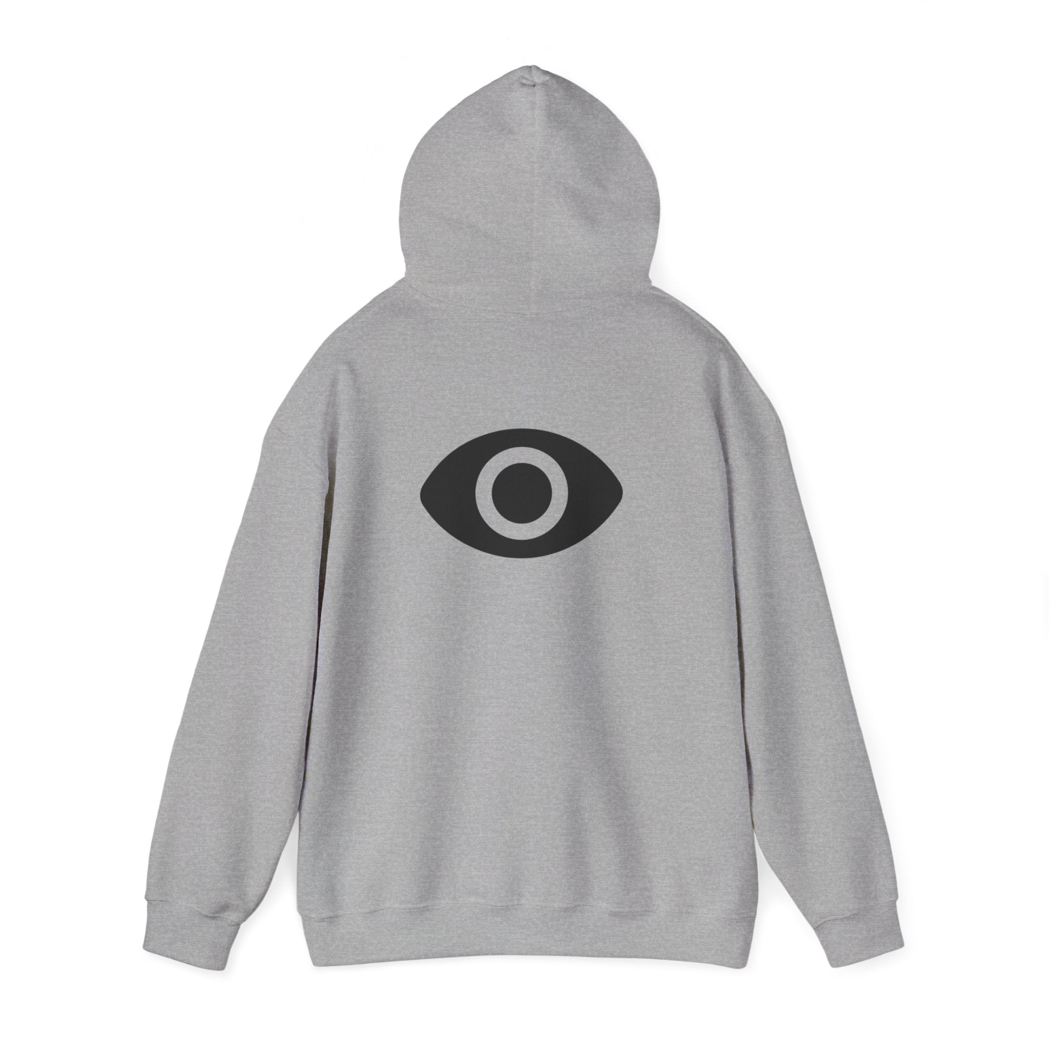 Shadow Supply Logo Hoodie — Retro Gradient Graphic Pullover with Back Eye Emblem