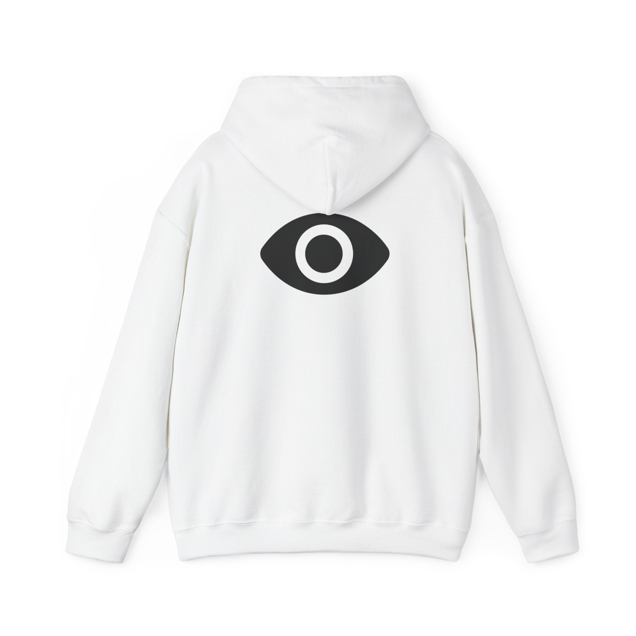 Shadow Supply Logo Hoodie — Retro Gradient Graphic Pullover with Back Eye Emblem