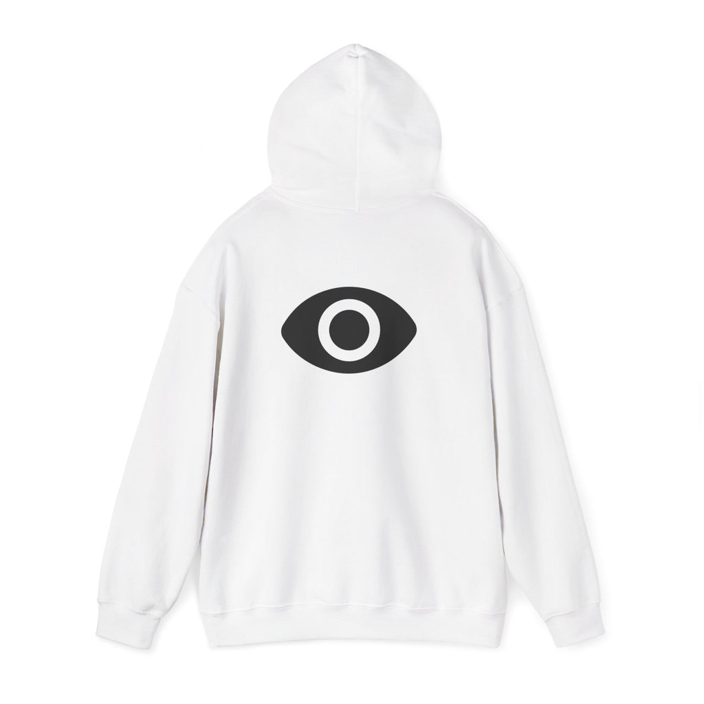 Shadow Supply Logo Hoodie — Retro Gradient Graphic Pullover with Back Eye Emblem
