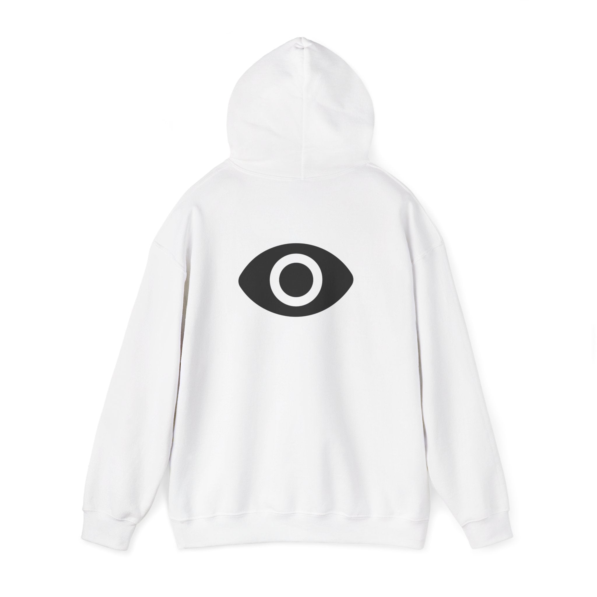 Shadow Supply Logo Hoodie — Retro Gradient Graphic Pullover with Back Eye Emblem