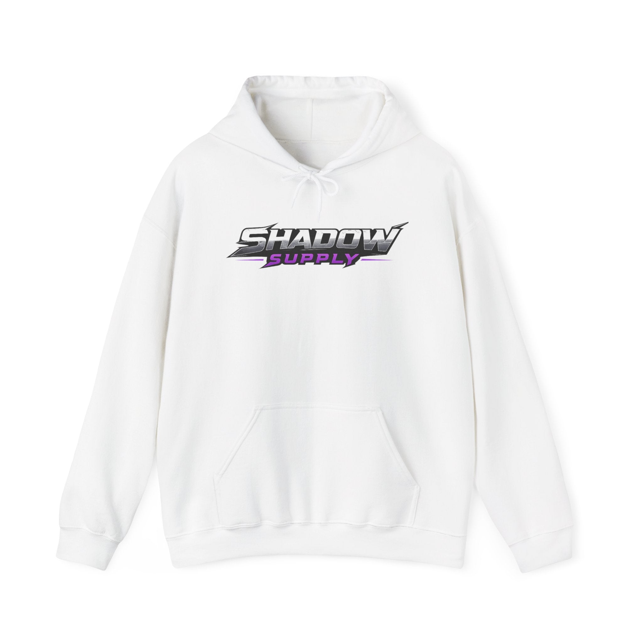 Shadow Supply Logo Hoodie — Retro Gradient Graphic Pullover with Back Eye Emblem
