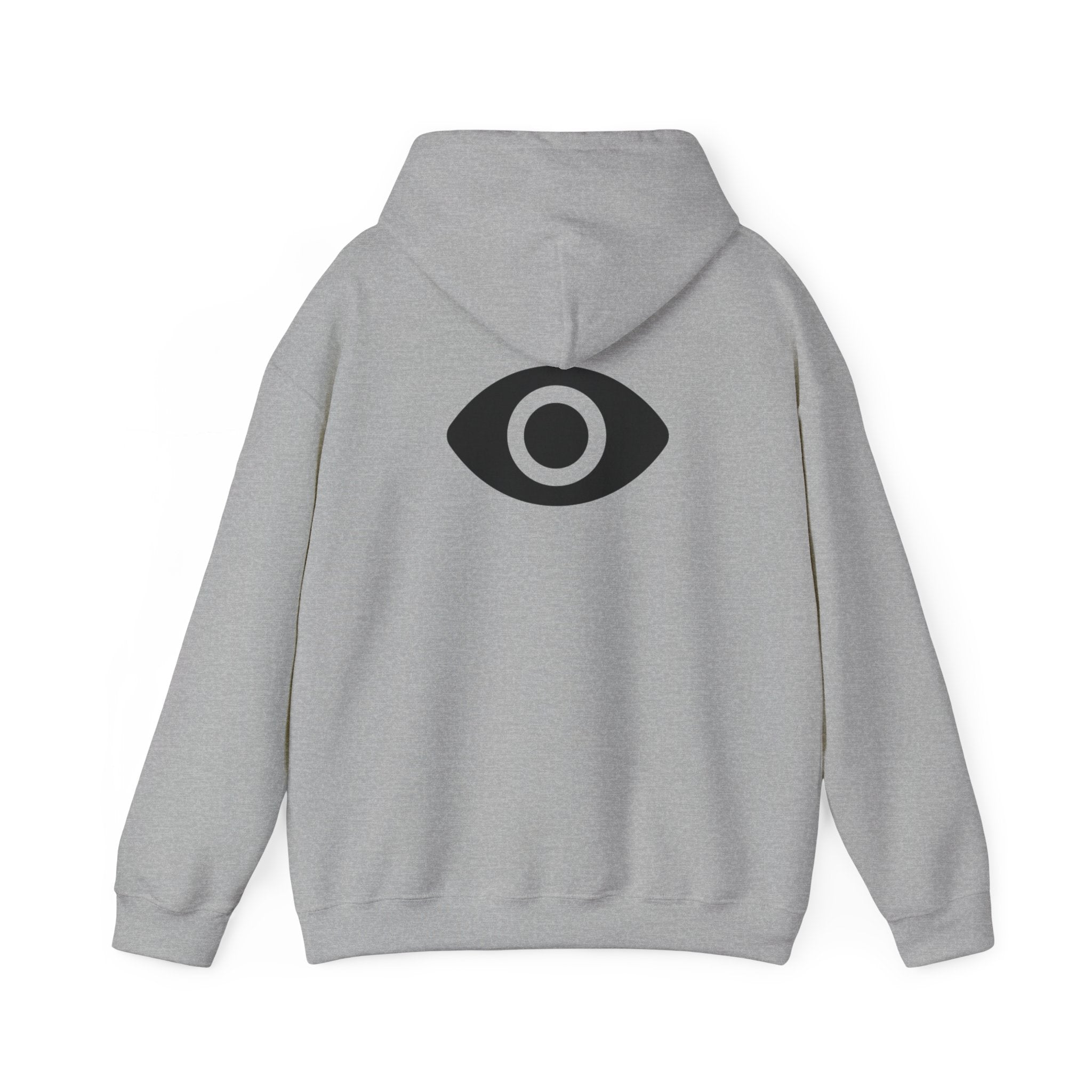 Shadow Supply Logo Hoodie — Retro Gradient Graphic Pullover with Back Eye Emblem