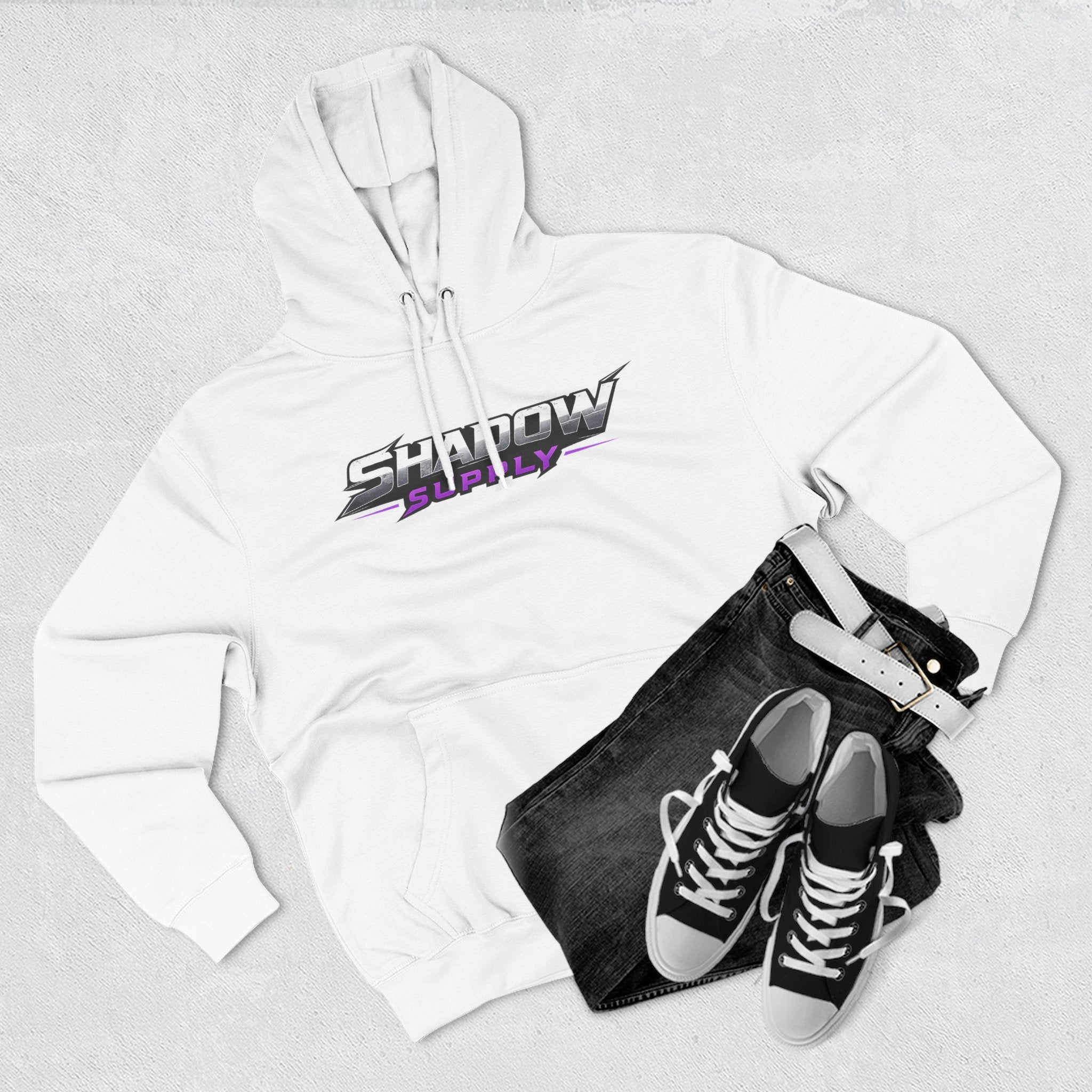 Shadow Supply Fleece Hoodie – Minimal Raven Logo Pullover