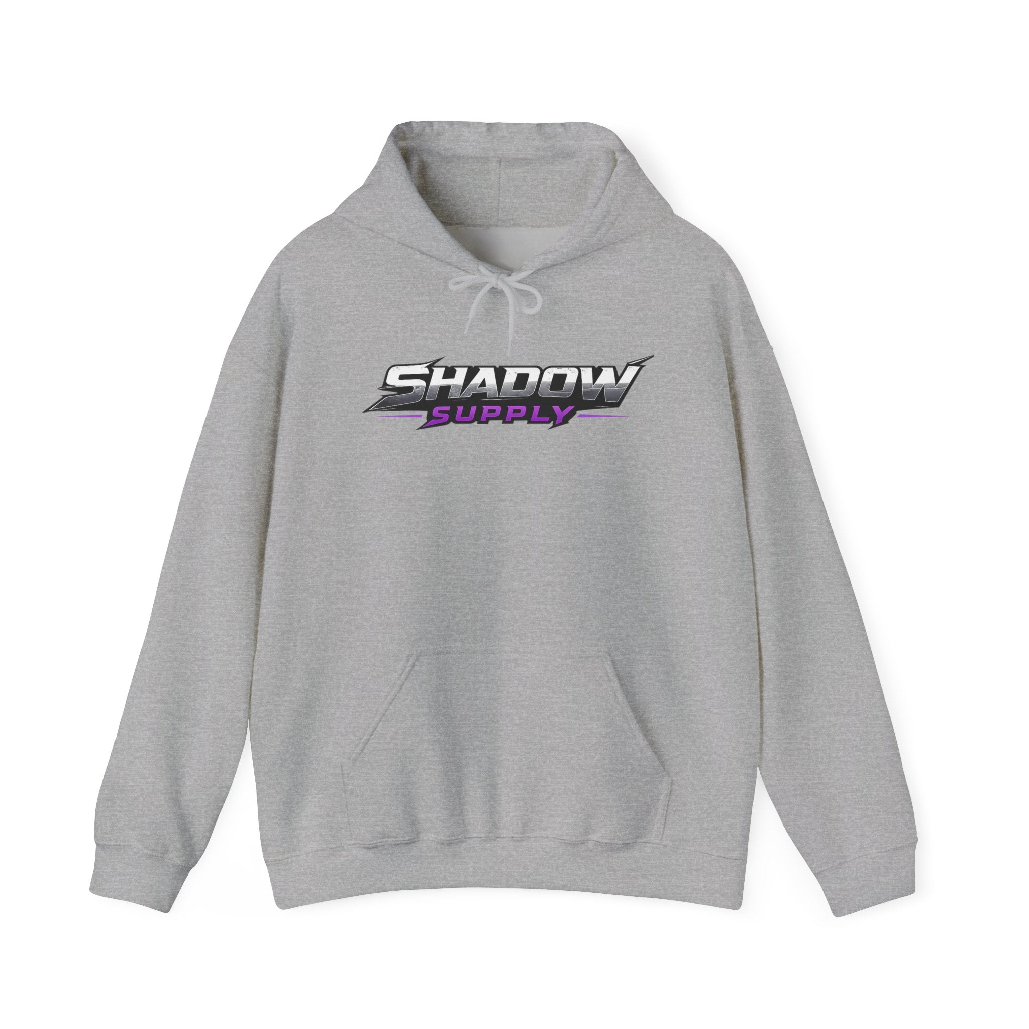 Shadow Supply Logo Hoodie — Retro Gradient Graphic Pullover with Back Eye Emblem