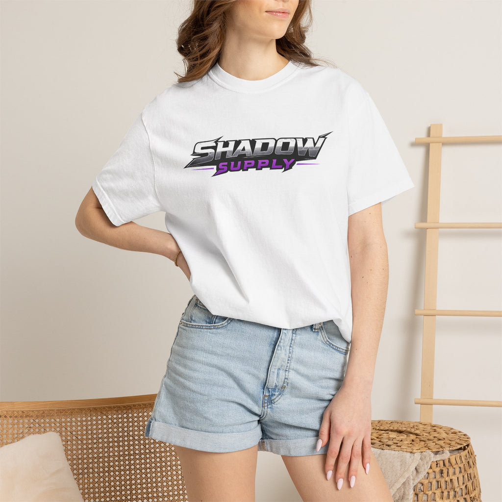 Shadow Supply Logo T-Shirt – Retro Racing Graphic Tee with Back Skull